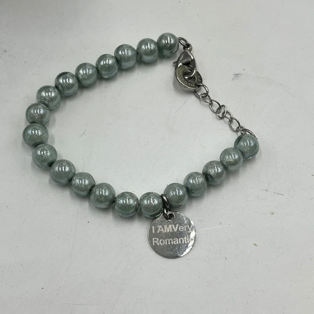 Antica‎ Murrina Venezia Gray Pearl Murano Glass I am Very Romantic Bracelet